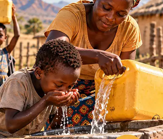 Child drinking clean water